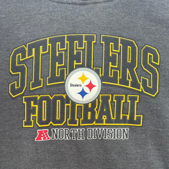 NFL Team Apparel STEELERS Football Hoodie Size L Gray NFL Graphic Sweatshirt - Picture 5 of 10